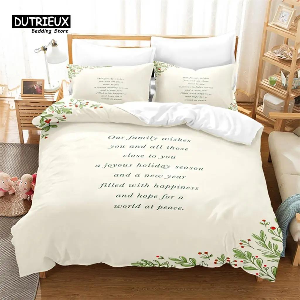 

Christmas Letter Duvet Cover Set, Christma Bedding Set, Soft Comfortable Breathable Duvet Cover, For Bedroom Guest Room Decor US King 264x228cm