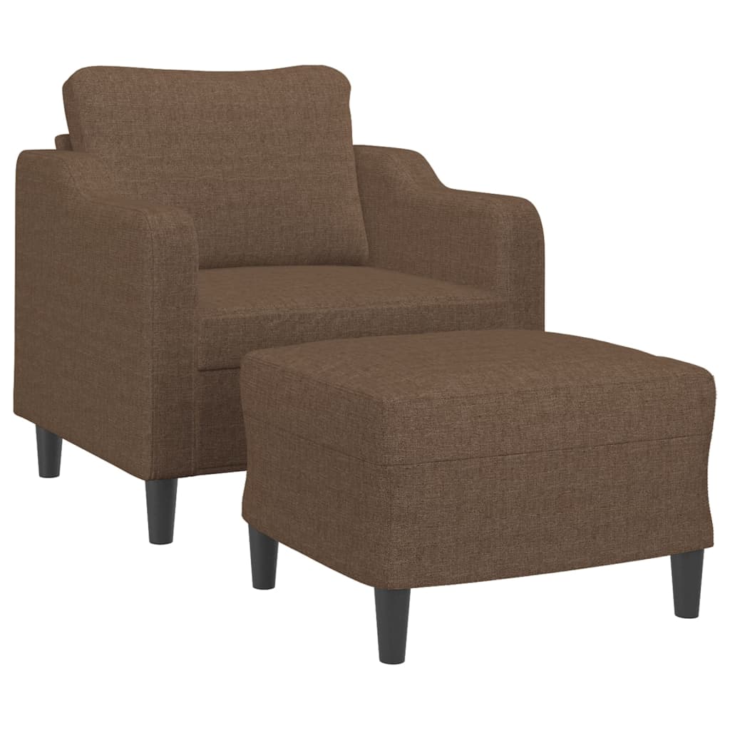Vidaxl Fotel Z Podnóżkiem, Brązowy, 60 Cm, Obity Tkaniną