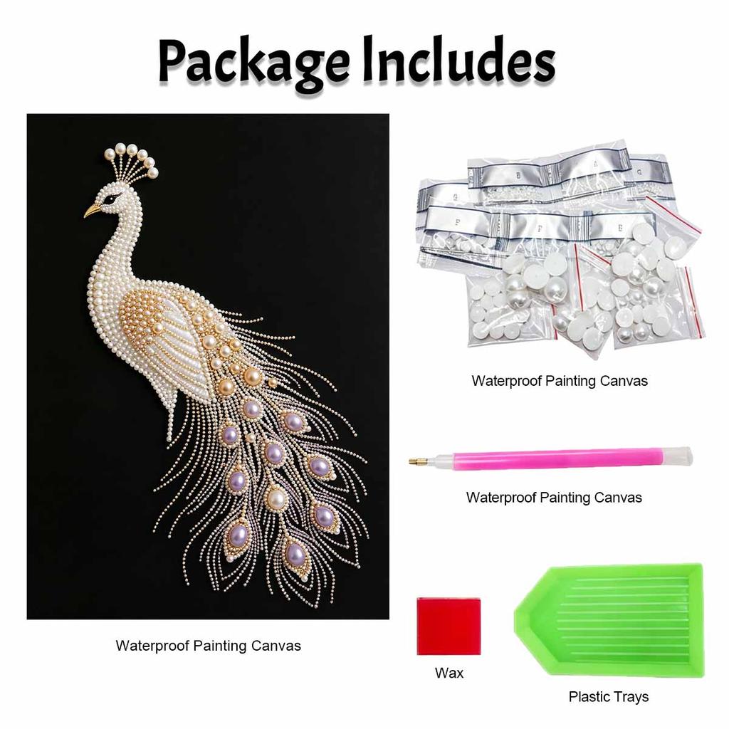 DIY Pearl Diamond Art Painting kits for Adult and Beginners, Majestic Peacock Sparkling Painting Craft Home Wall Decor Handmade Gift