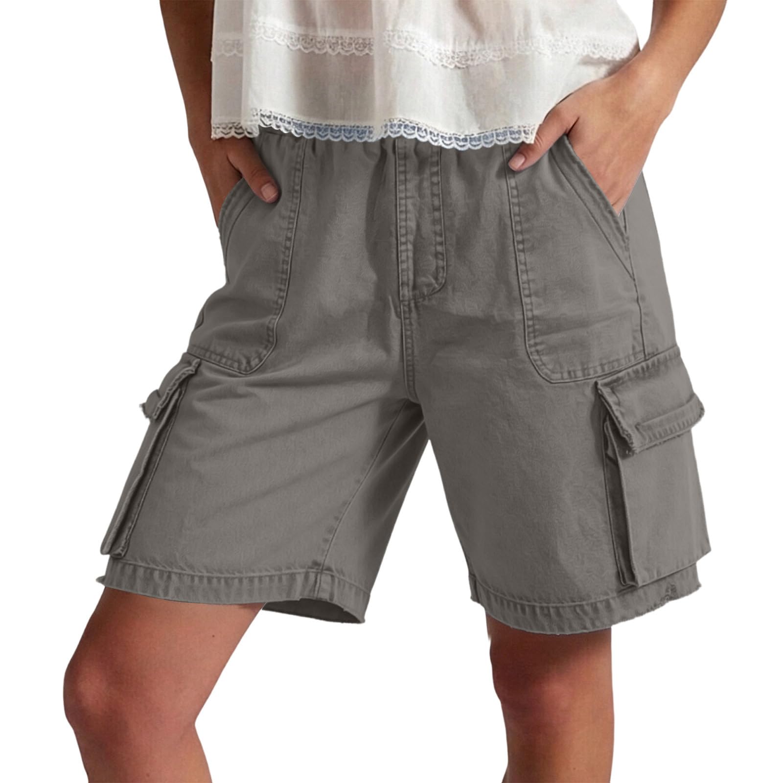 

Women’s Relaxed Fit Cargo Shorts with Multiple Pockets and Elastic Waistband for Everyday Outdoor Activities XL