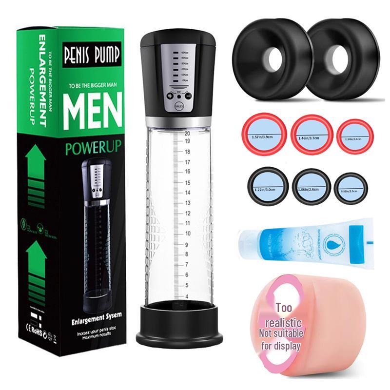 Electric Male Masturbator and Penis Trainer Massager for Stretching Exercise and Erotic Pleasure.