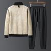 Winter Plus Velvet Thickened Warm Casual Suit Men's Sweater Two-piece Middle-aged and Elderly Sports