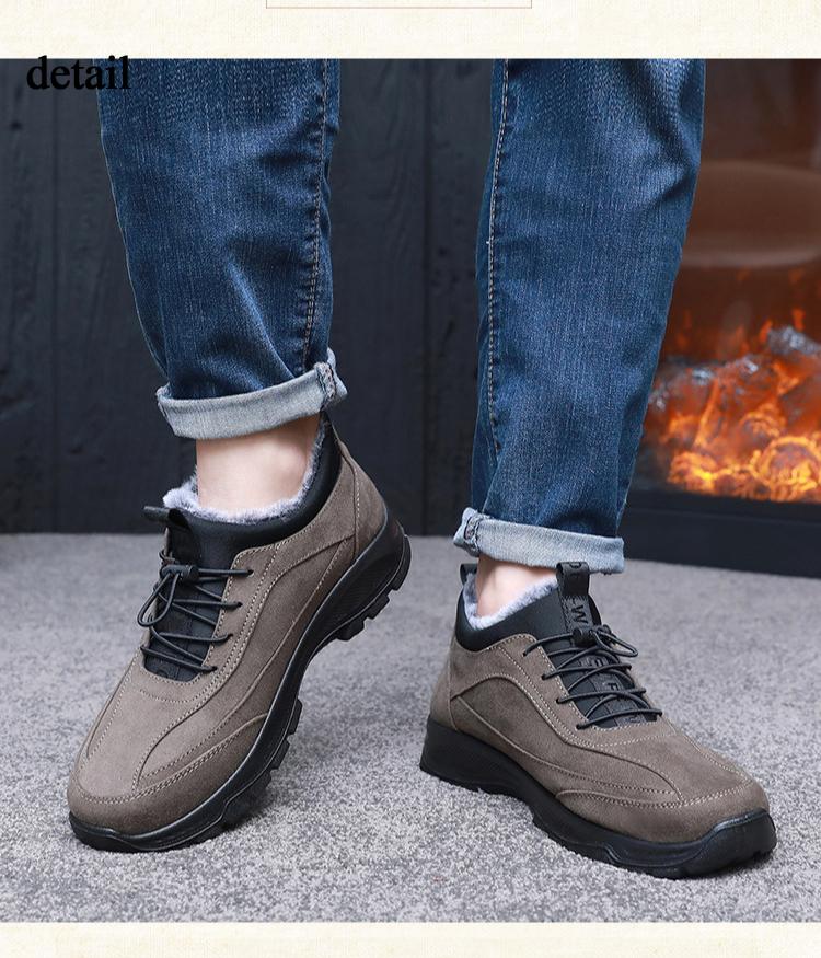 Men's Winter Warm Snow Boots Lace-Up Non-Slip Short Ankle Booties With Faux Fur Lining Comfortable Work Sneakers Casual Walking Loafers Shoes for Men