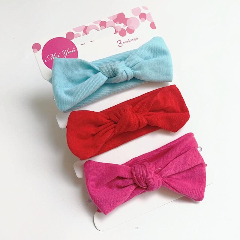 European & American Kids' Rabbit Ears Headband Set: 3-Piece Infant Bow Hair Accessories for Boys & Girls