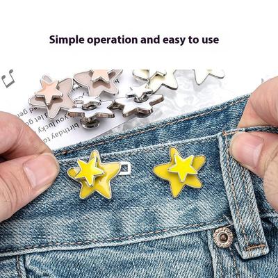 1 Pair Women Adjustable Metal Star Belt Seamless Invisible Waistband Buckle Jean Waist Tightening Tool No Sewing Required