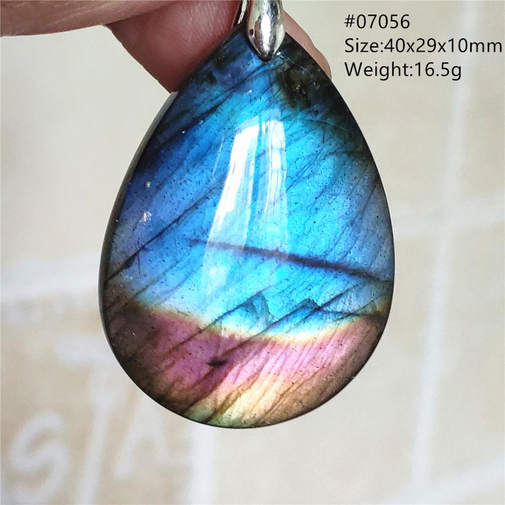 Pendentif en labradorite bleue naturelle pour femme, perles en labradorite verte, collier goutte d'eau pour homme et femme, bijoux en cristal AAAAAAAAA