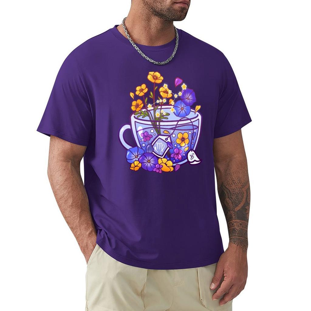 Virgo Zodiac Teacup T-Shirt Graphic Tee Shirt Blacks Anime Stuff Cheap Stuff Graphic T Shirts Men