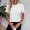 Ladies Summer O Neck Short Sleeve Solid Color Pullover T Shirt Top