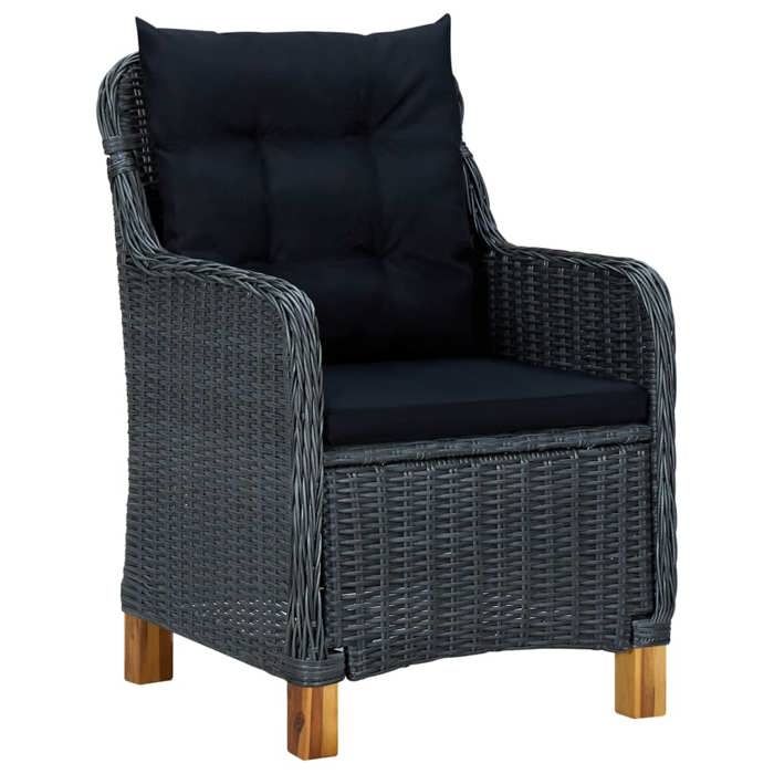 Ensemble salon de jardin en résine tressée gris foncé - VidaXL - Fauteuils avec coussins bien rembourrés