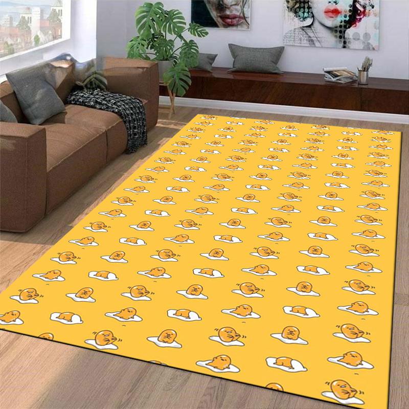 Yellow Cartoon Egg Character Pattern Carpet with Funny Expressions Suitable for Use As an Anti-slip for Living Room Bedroom Sofas