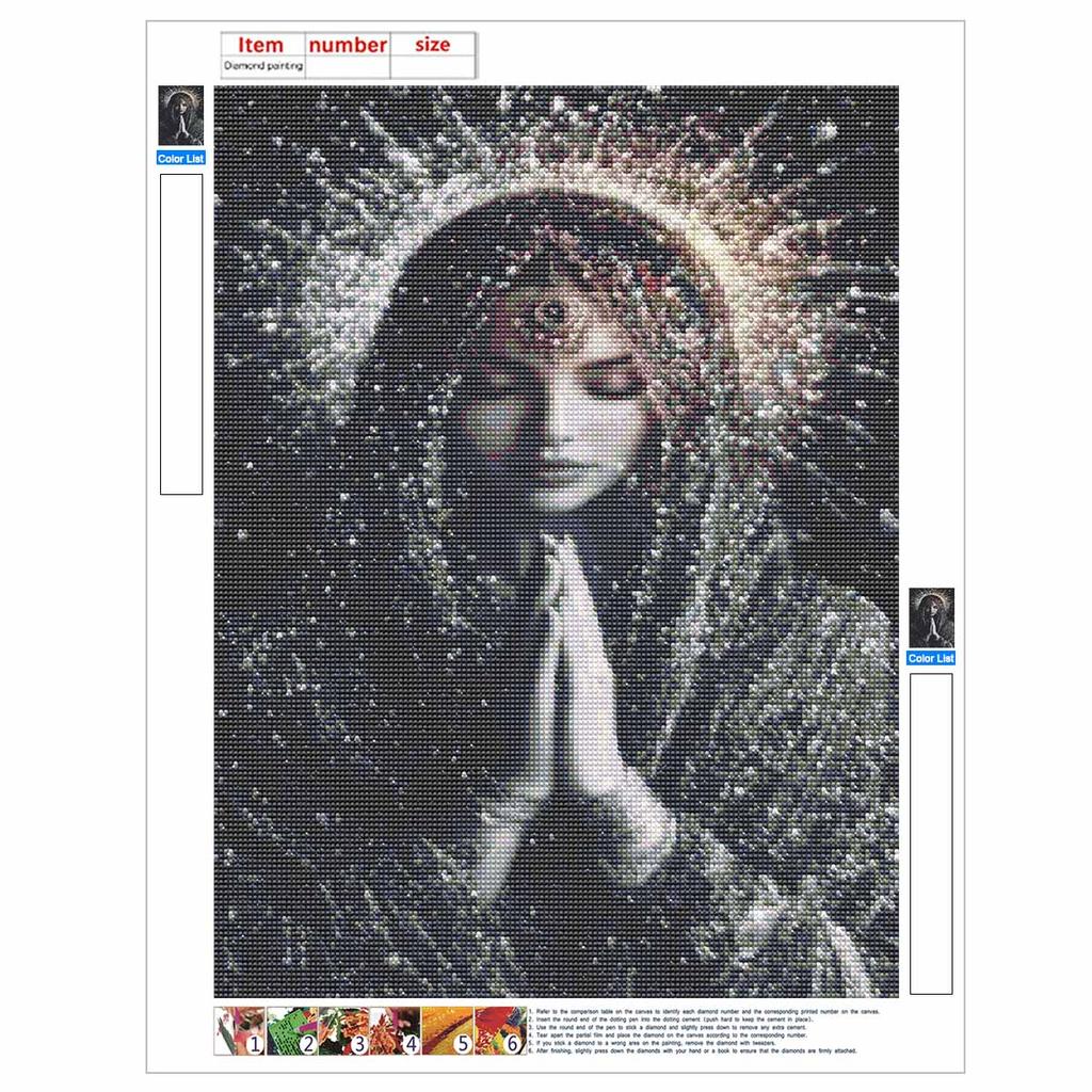 Prayer DIY Diamond Art Painting Kit with Shiny Resin Diamonds for Adults Relaxing Craft Wall Decor and Handmade Gift Idea Set Decor