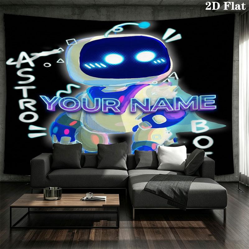 ASTRO BOT Custom Name Wall Tapestry Aesthetic Wall Hanging Printed Fabric Blanket Decorative Tapestries for Bedroom Living Room Home Decor