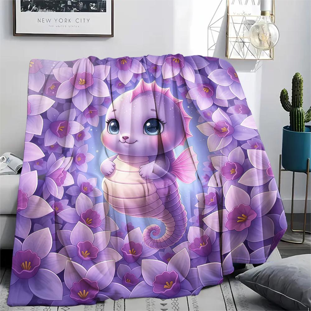 1Pc Cartoon Print Flannel Blanket, High Quality Comfortable for All Seasons, Home Decor, Warmth and Comfort, Perfect for Christmas Birthday Gift