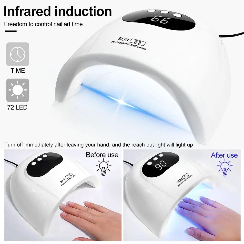 88W Professional 24LEDs Nail Dryer With Timer Setting for Quick Curing Drying All UV Gel Nail Lamp for Manicure Salon Tools