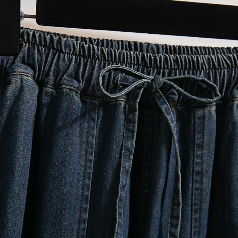 Dámské jaro podzim plus velikost ležérní volné kalhoty džíny s vysokým pasem