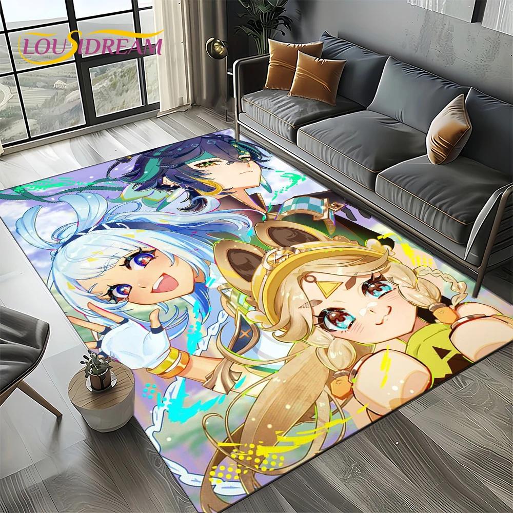 2025 New Genshin Impact Character Solo Cartoon Game Carpet Rug for Living Room Bedroom Home Sofa Decoration,Non-slip Floor Mat