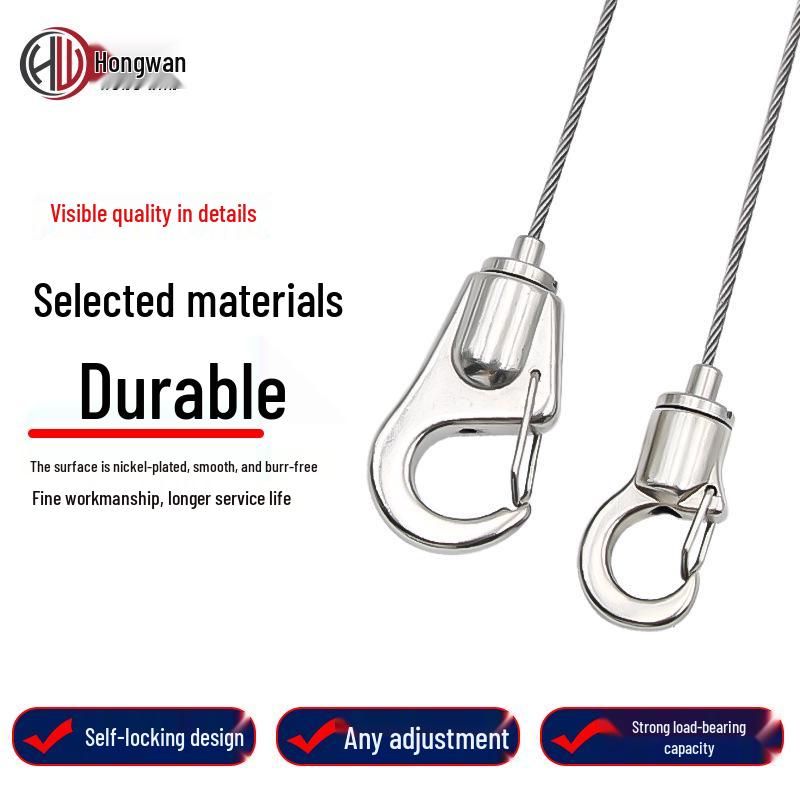 Steel Wire Adjustable Alloy Hook for Hanging Light Fixtures, Pictures, Displays, and Billboards.