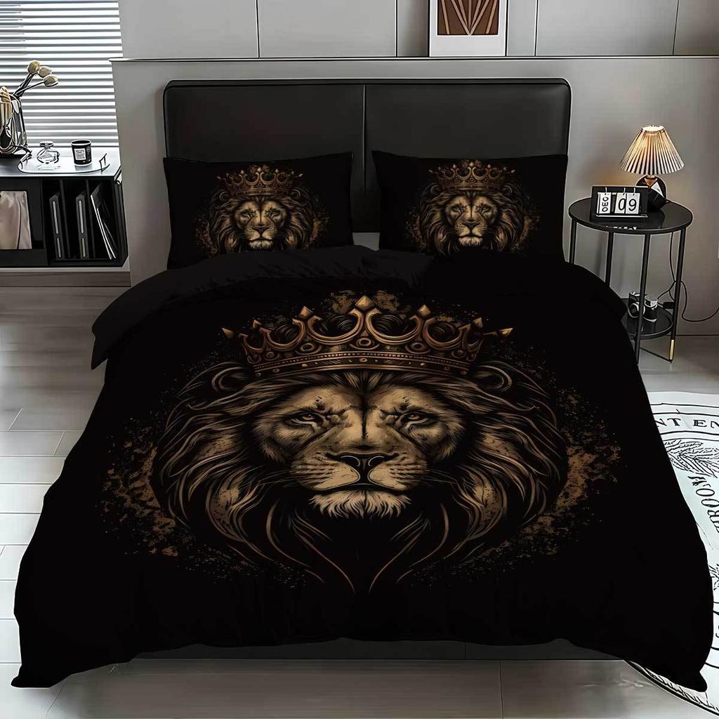 3Pcs Lion Sphinx Bedding Set Grim Reaper 3D Printed Single Queen Size Duvet Cover Set For Kids Adult Bedroom Home Decor