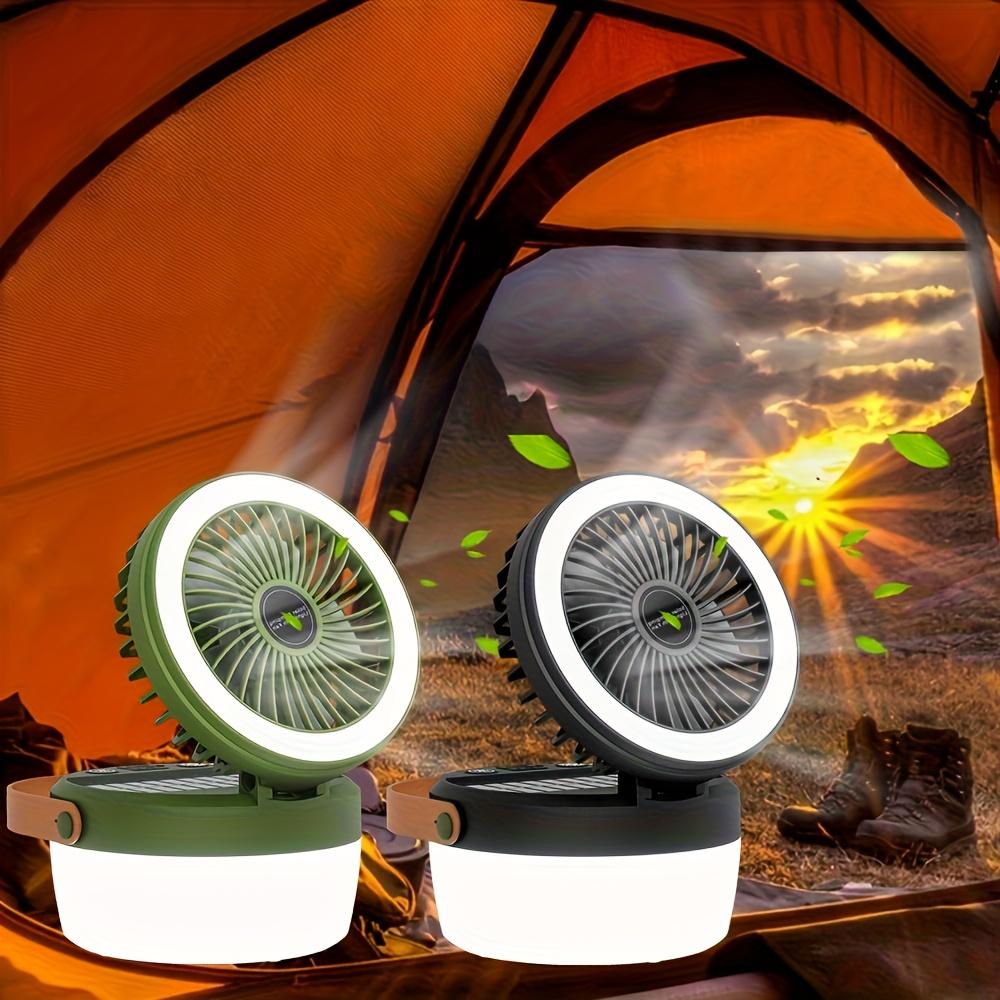 1pc Portable Folding Fan & Flashlight - USB Rechargeable Cooling Fan with Light, Solar for Camping, Outdoor, Picnic, RV, Tent