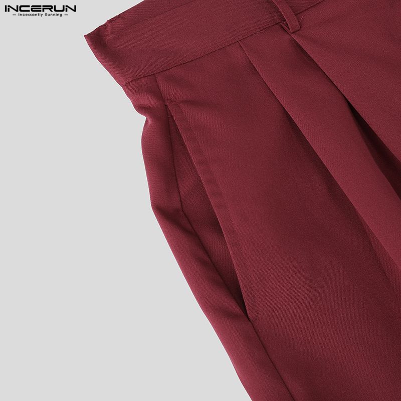 INCERUN Summer Men Zip-up Waist Casual Loose Half Pants Shorts