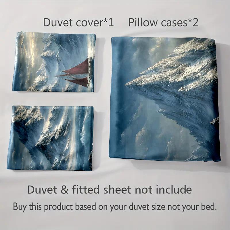 Sailing Snowy Mountains. Bedding Duvet Cover Sets Duvet Covers Pillowcases Gifts (1 * Duvet Cover 2 * Pillowcases, Without Duvet Insert)