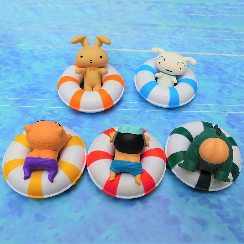 Shinchan 5pcs Crayon Swimming Ring Figure Toys Rabbit Dinosaur Models Ornament