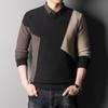 Herren-Pullover, Herbst und Winter, neuer lockerer, lässiger Trend, Farbblockierung, Rundhals-Oberteile, vielseitige, faule Strickwaren für Herren
