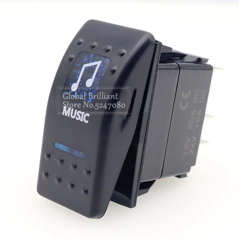 

1 шт. Автомобильный лодочный караван клавишные переключатели 12 В 24 В 5-контактный водонепроницаемый клавишный переключатель двойной синий светодиодный светильник