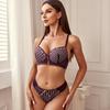 New Fashionable Women's Underwear Set French Contrasting Sexy Lace Bra Set Gathers