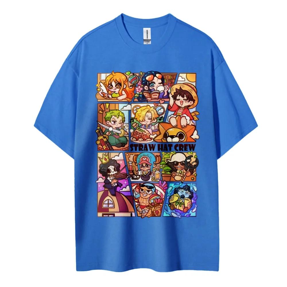 One Piece Cotton Unisex Round Neck Anime TShirt  Mens and Womens Summer New Fashion Breathable Unisex Round Neck TShirt
