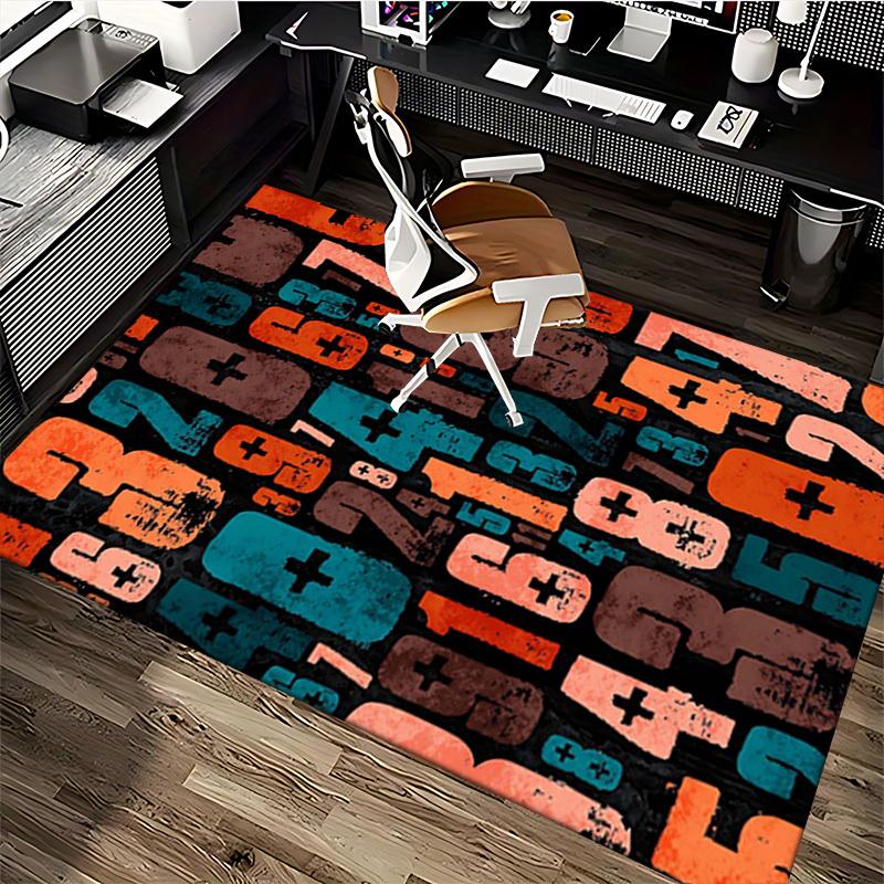 1pc Colorful Number and Plus Sign Chair Mat - Festival Gift, Non-Slip Office Rug for Home Decor, Suitable for All Seasons.P063
