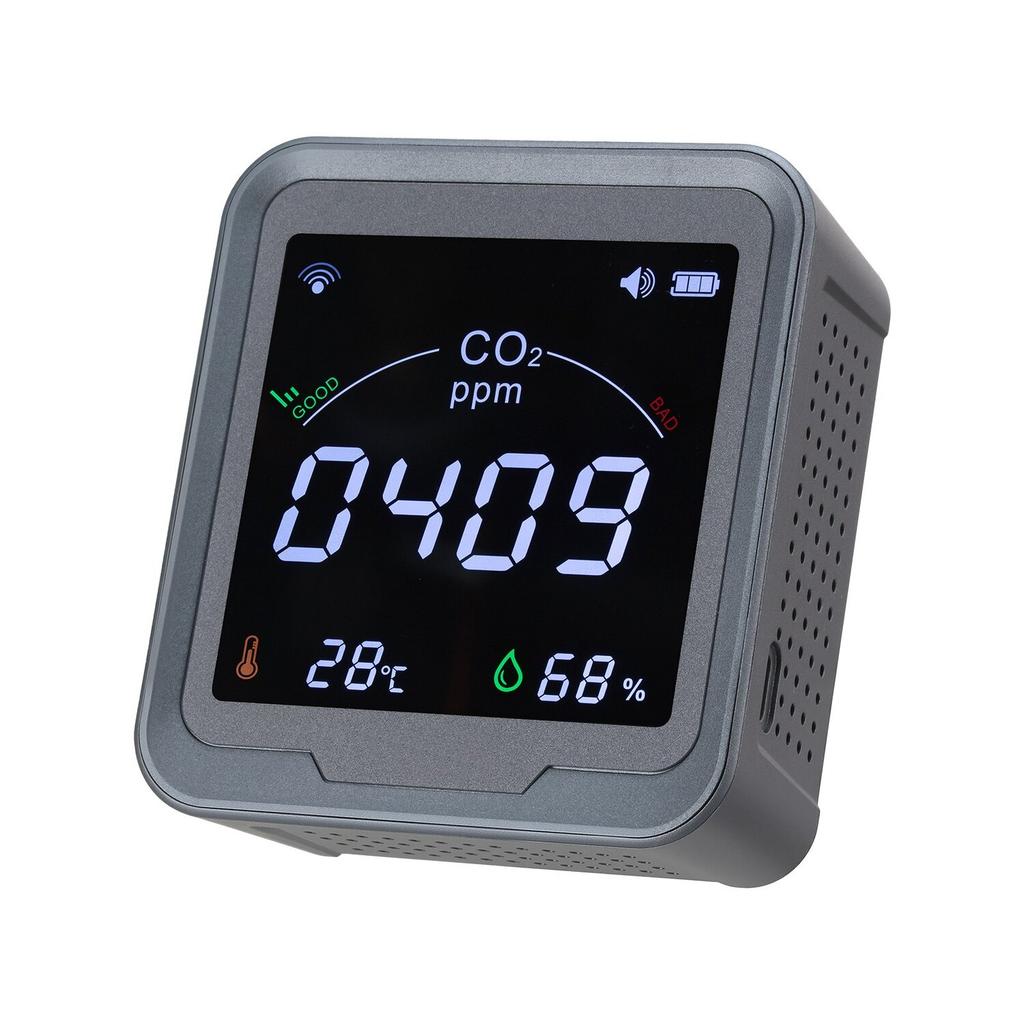 Carbon Dioxide Monitor, CO2 Controller with Temperature and Humidity Display, 4.57m NDIR Sensor Cable Carbon Dioxide Detector, CO2 Sensor for