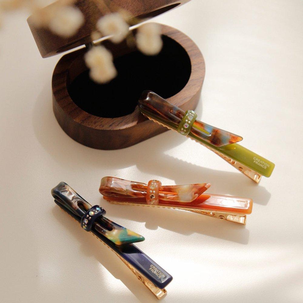 

Jlauren French Knot Ribbon Cubic Clip H01234 Marble Brown