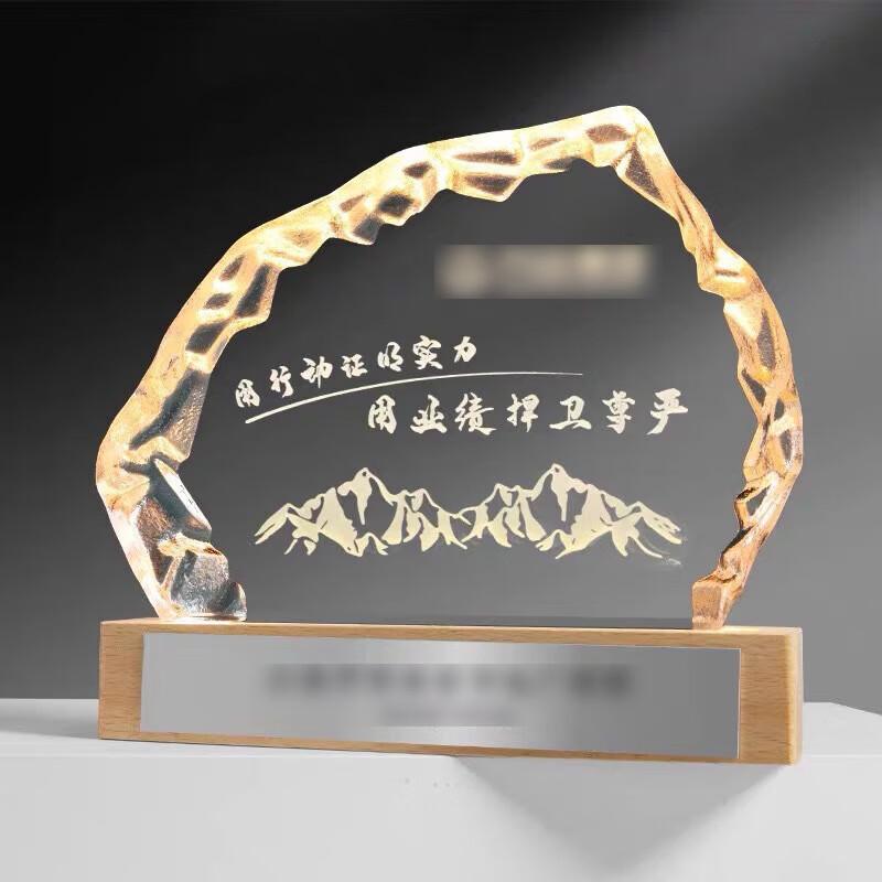 3D Laser Engraved Crystal Military Commemorative Trophy