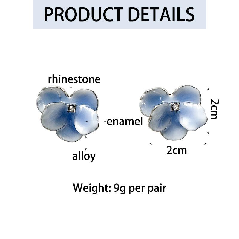 French Fashion Enamel Mosquito Coil Clip on Earrings for Women Blue Butterfly Flower Non Pierced Earrings Jewelry
