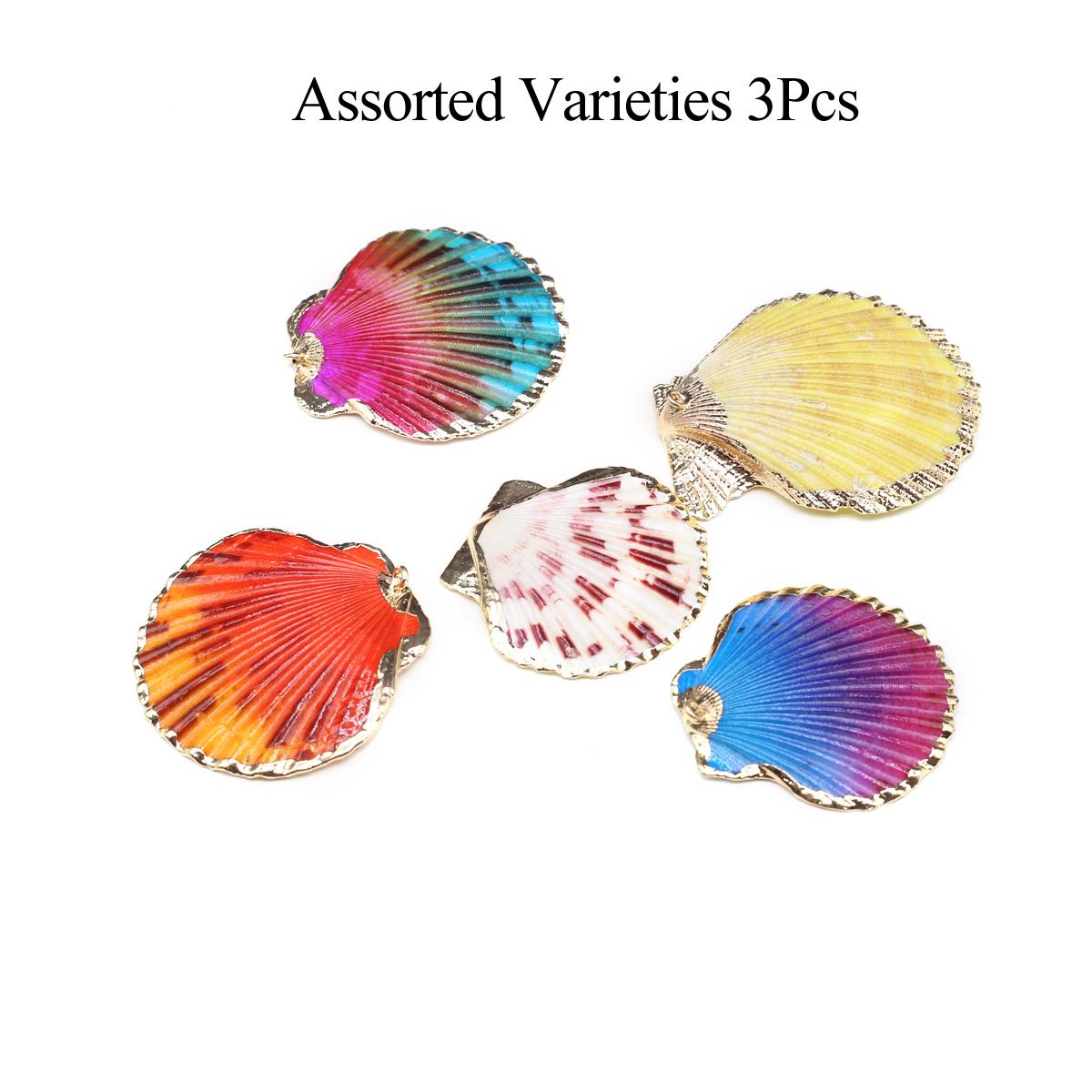 

3 шт., Подвеска из натуральной ракушки, цветная раковина, Богемные подвески с золотой окантовкой ручной работы, для аксессуаров для ожерелья своими руками, изготовления ювелирных изделий, водного декора 3Pcs/30×40-38×48mm разноцветный