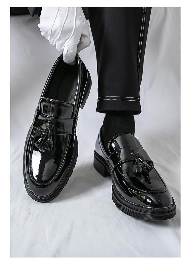 Men's Leather Cross-Strap Tassel Loafers: Pointed Toe Formal & Casual Versatile Shoes In Large Sizes