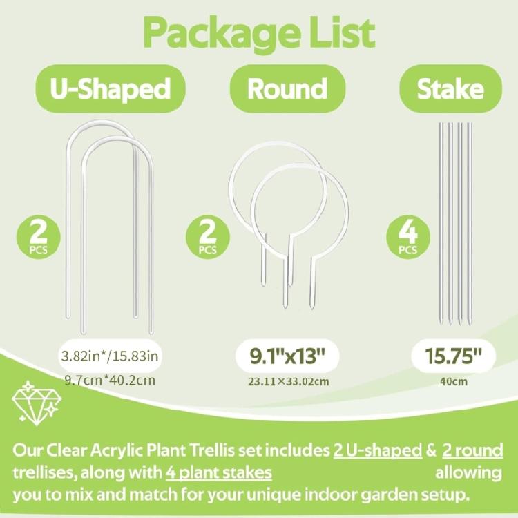 8pc Contemporary Acrylic Flower Stand System Combines U Shaped Circular Vertical Designs for Creative Garden Decoration