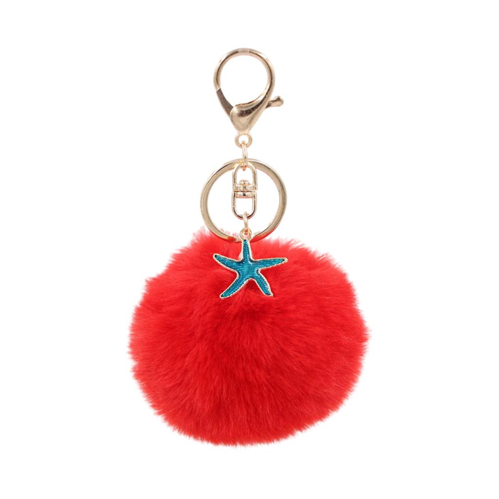Soft Plush Starfish Keychain Accessory Durable Starfish Furry Sphere Keychain Key Chain Accessory for Fashion Lovers