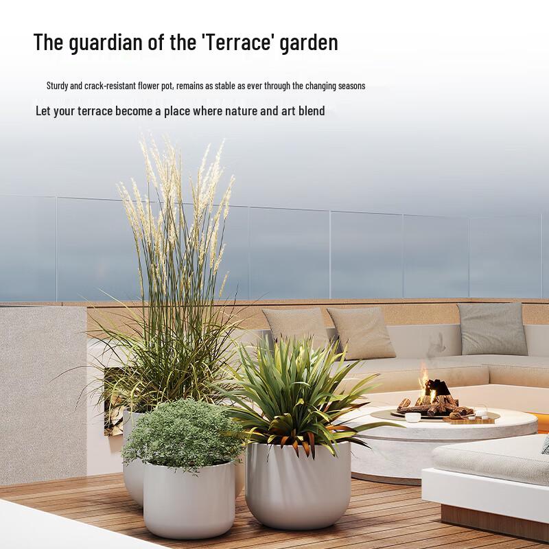 Coffee Round Curved Fiberglass Planter