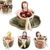 Unique Tea Steeper for Loose Bathing Girl Infuser Leaf Tea, Fine Mesh Strainer, Creative Resin Compact Office Sitting Figure Filter Cups and