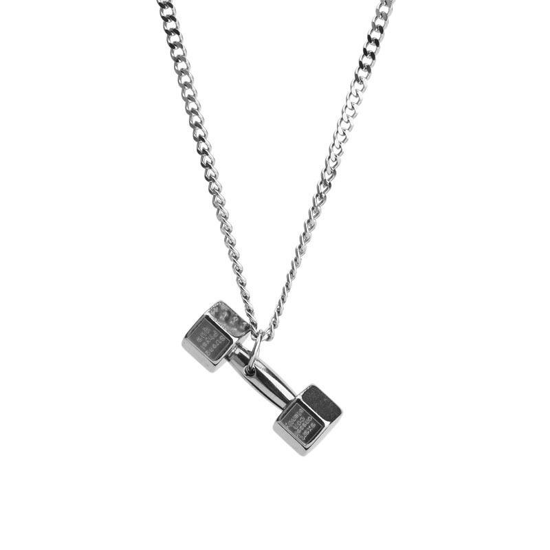 European and American Fashion Fitness Sports Dumbbell Necklace Men's Domineering Korean Version