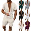 Herrfärg Casual Kortärmad Byxor Tvådelat Modernt Set