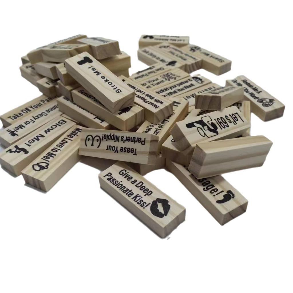 48Pcs Sex Block Game For Adults Sex Toys Valentine Tumbling Tower Stacking Games Wooden Block For Couples Erotica Party SM Block