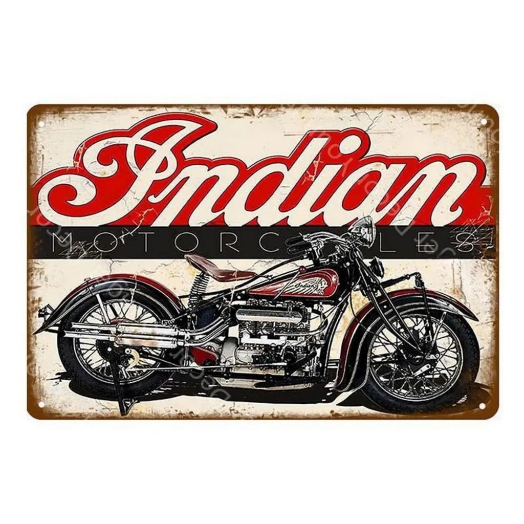 Metal Tin Sign Indian Motorcycles Wall Decoration Tinplate Signs Vintage Shabby Iron Plate Painting Bar Garage Man Cave Signa