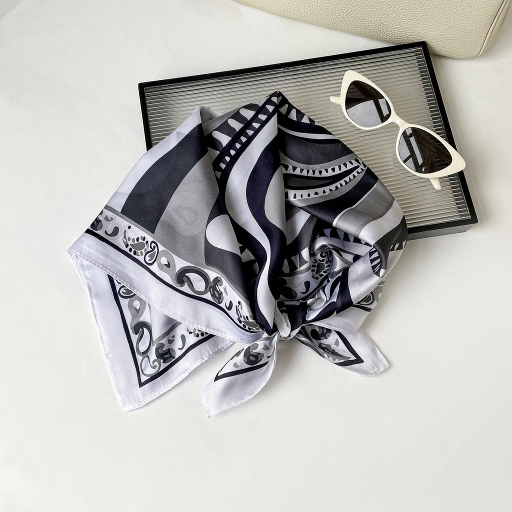 1116 new simulation silk screen printing small flower silk scarf shawl sunscreen neck small square scarf headscarf wholesale silk scarf spring
