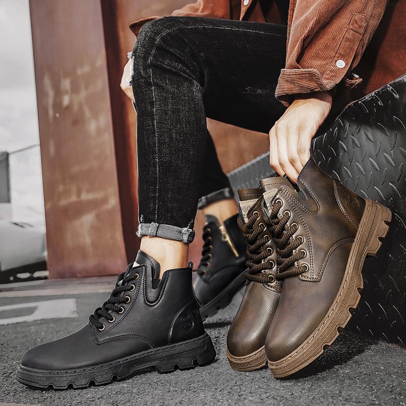 

Новые модные мужские повседневные высокие дышащие ботинки Martin для мальчиков и студентов, рабочая обувь, кроссовки Martin для защиты труда 39 чёрный