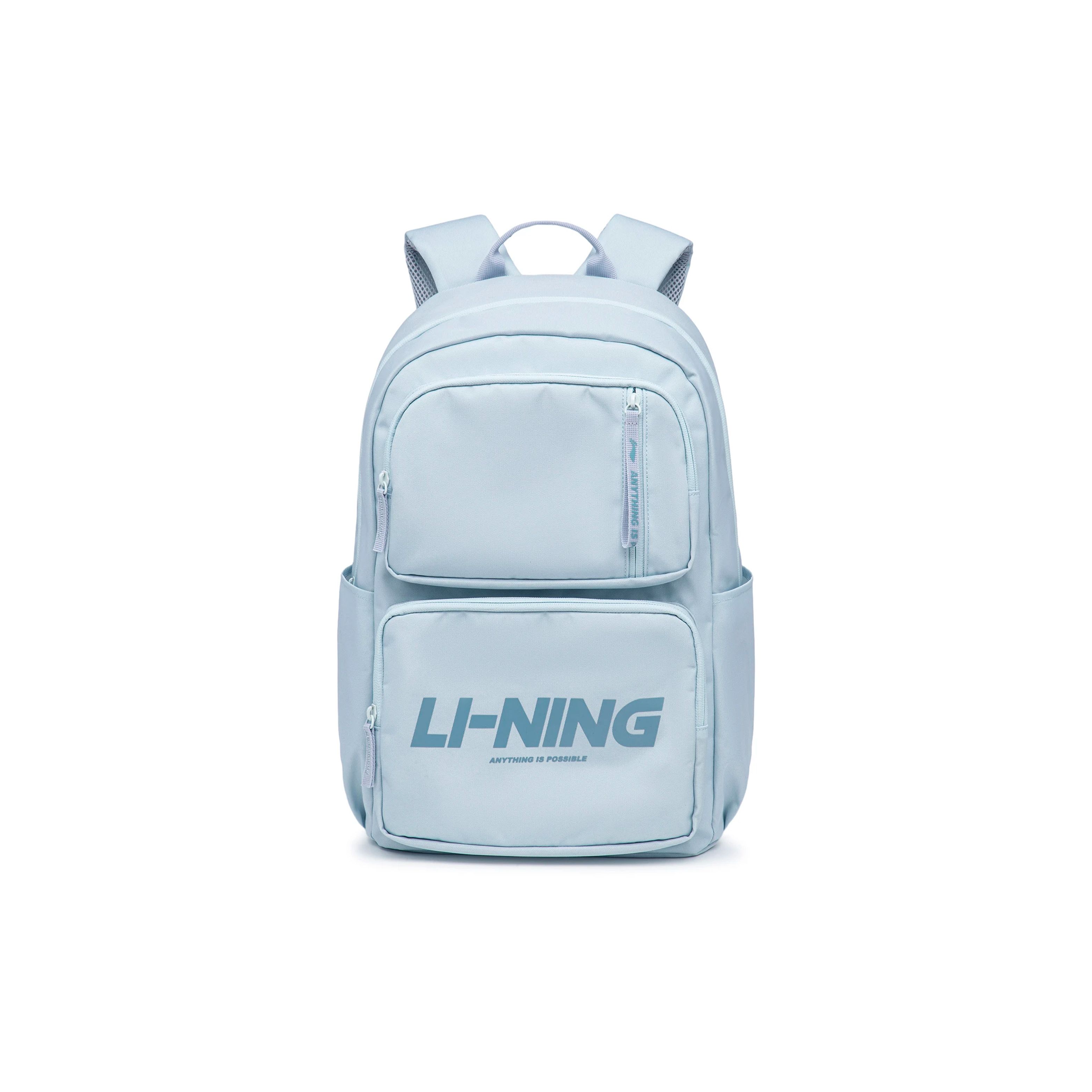 

Li Ning Sports Lifestyle Series Fashion Casual Versatile Trendy Eco-Friendly Multi-Pocket Large Capacity Fabric Student Backpack ABSU165-4 Gray Blue