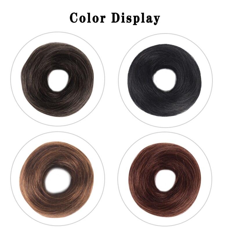 LUPU Straight Hair Scrunchy Chignon Buns For Women Ponytail Hairpieces False Hair With Elastic Bands Black Brown