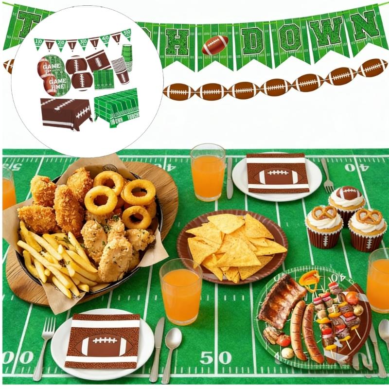 Complete Football Championship Themed Party Supplies Package Includes standard Disposable Tableware For Birthday Game instances